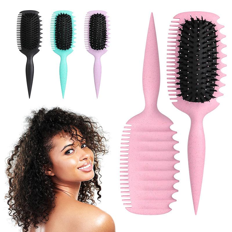 Curls Define Styling Brush Curls Detangling Hair Brush Женская расческа для запутанных волос Расческа для массажа кожи головы с щетиной кабана Инструменты для укладки